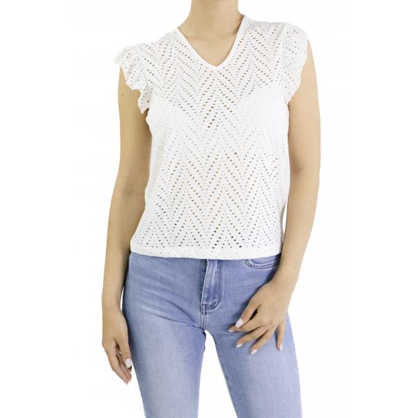 Maglia traforata con scollo a V Only